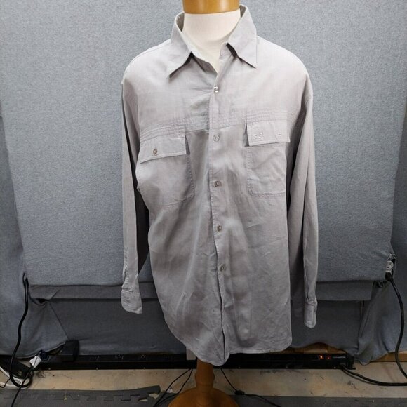 Southpole Shirt Mens Extra Large Long Sleeve Button Up Gray Logo Peral Buttons - Picture 2 of 6